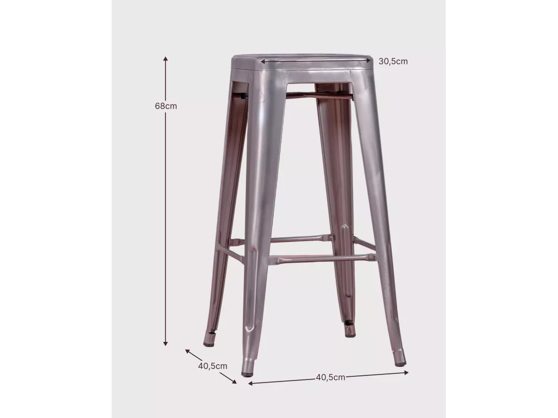 Lot de 4 tabourets en métal 66cm de haut - Bistro - Noir