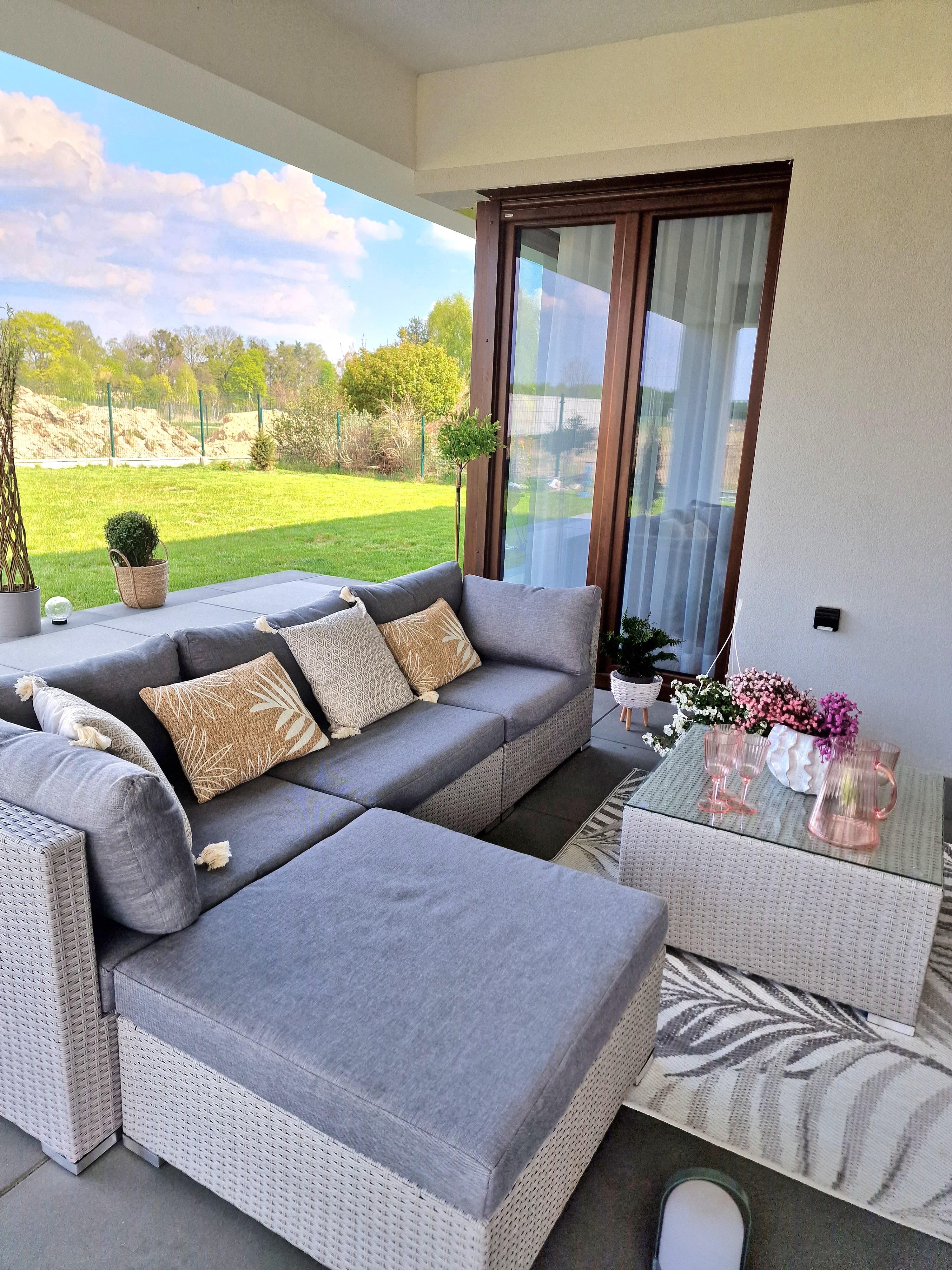 Tuin hoekloungeset met tafel 4-zits SANO II linkszijdig modulair PE rotan Lichtgrijs