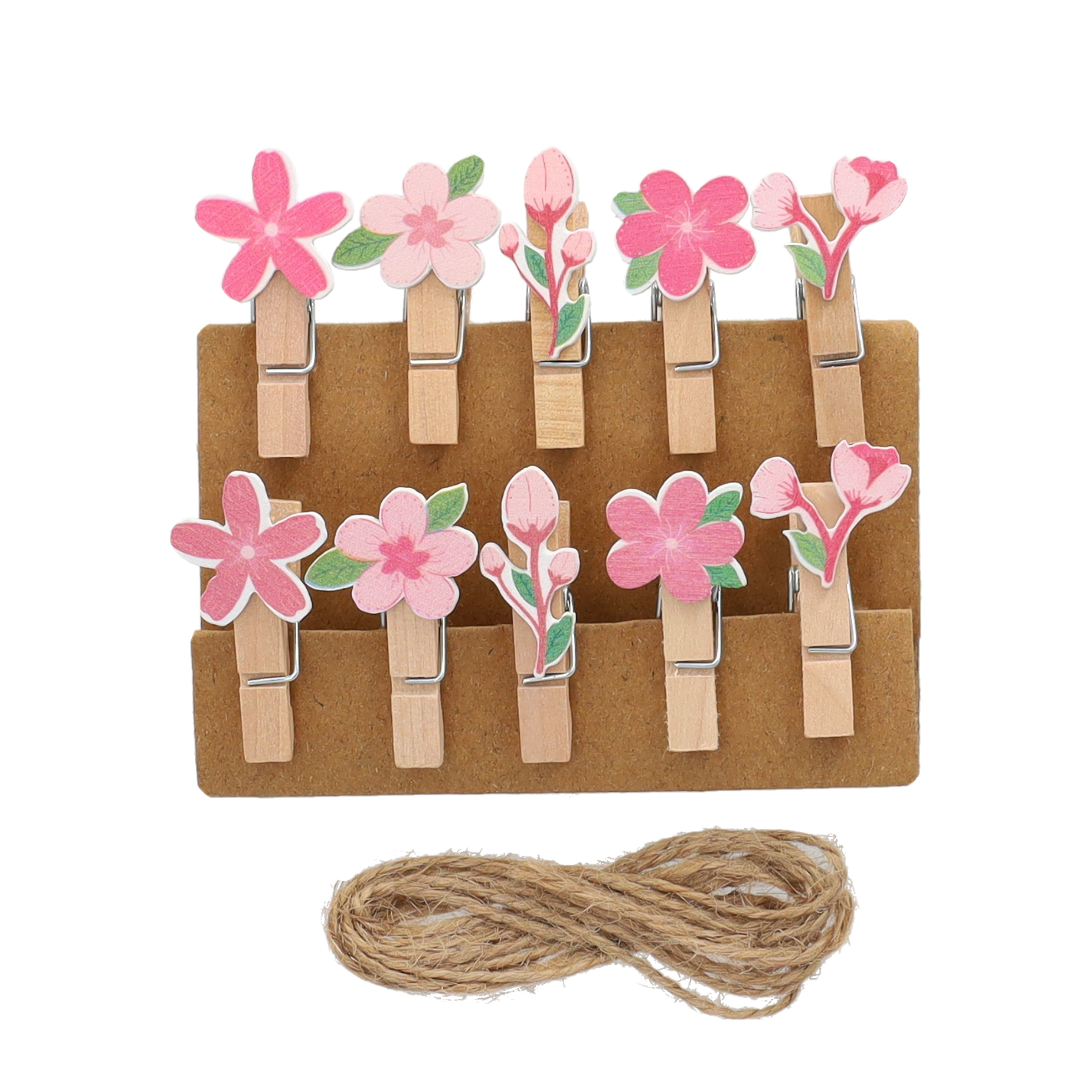 (30er Set) 4cm Holz Klammern DIY Bastel Deko Wäscheklammern - Blumen