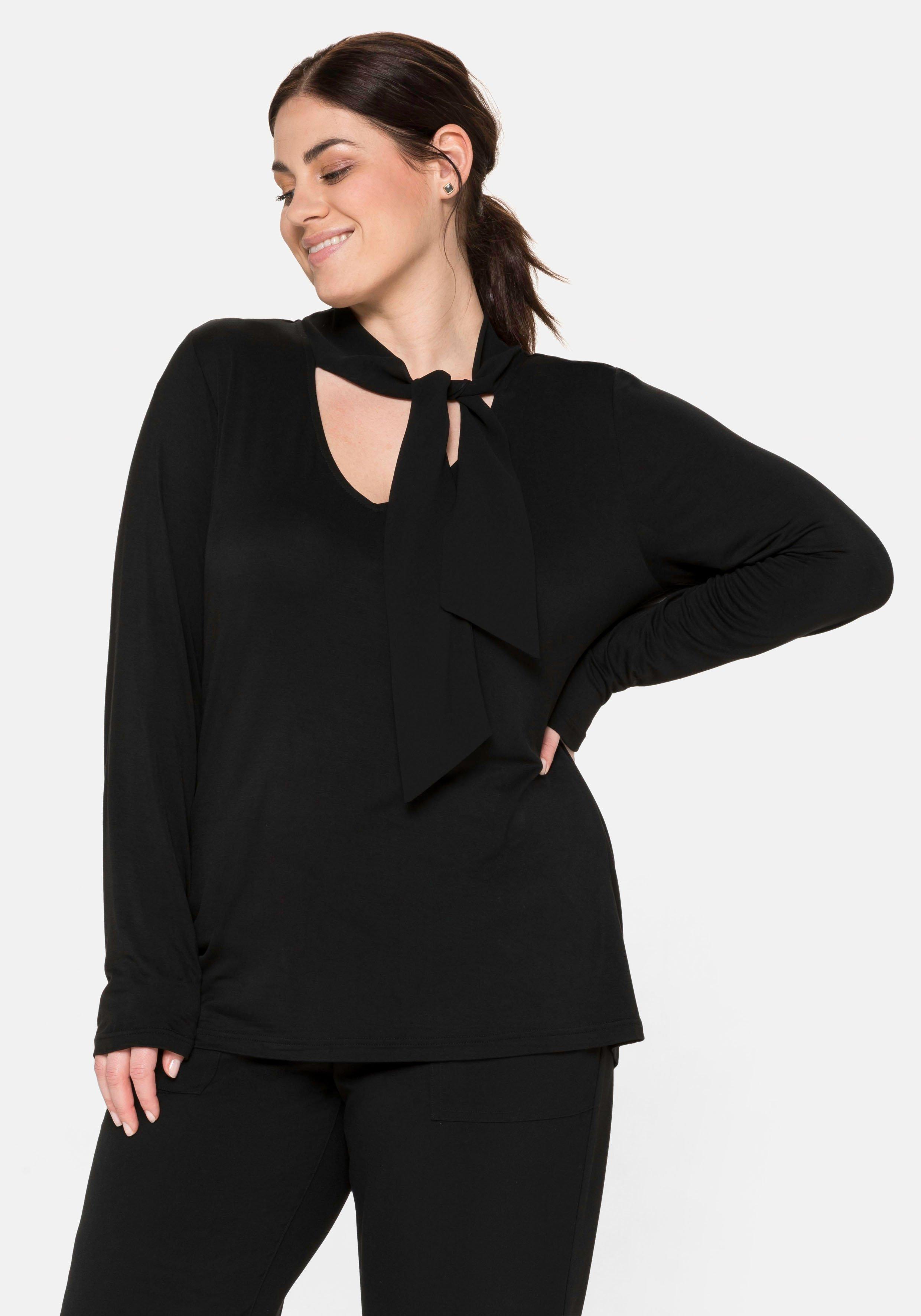 Langarmshirt mit Chiffonschluppe