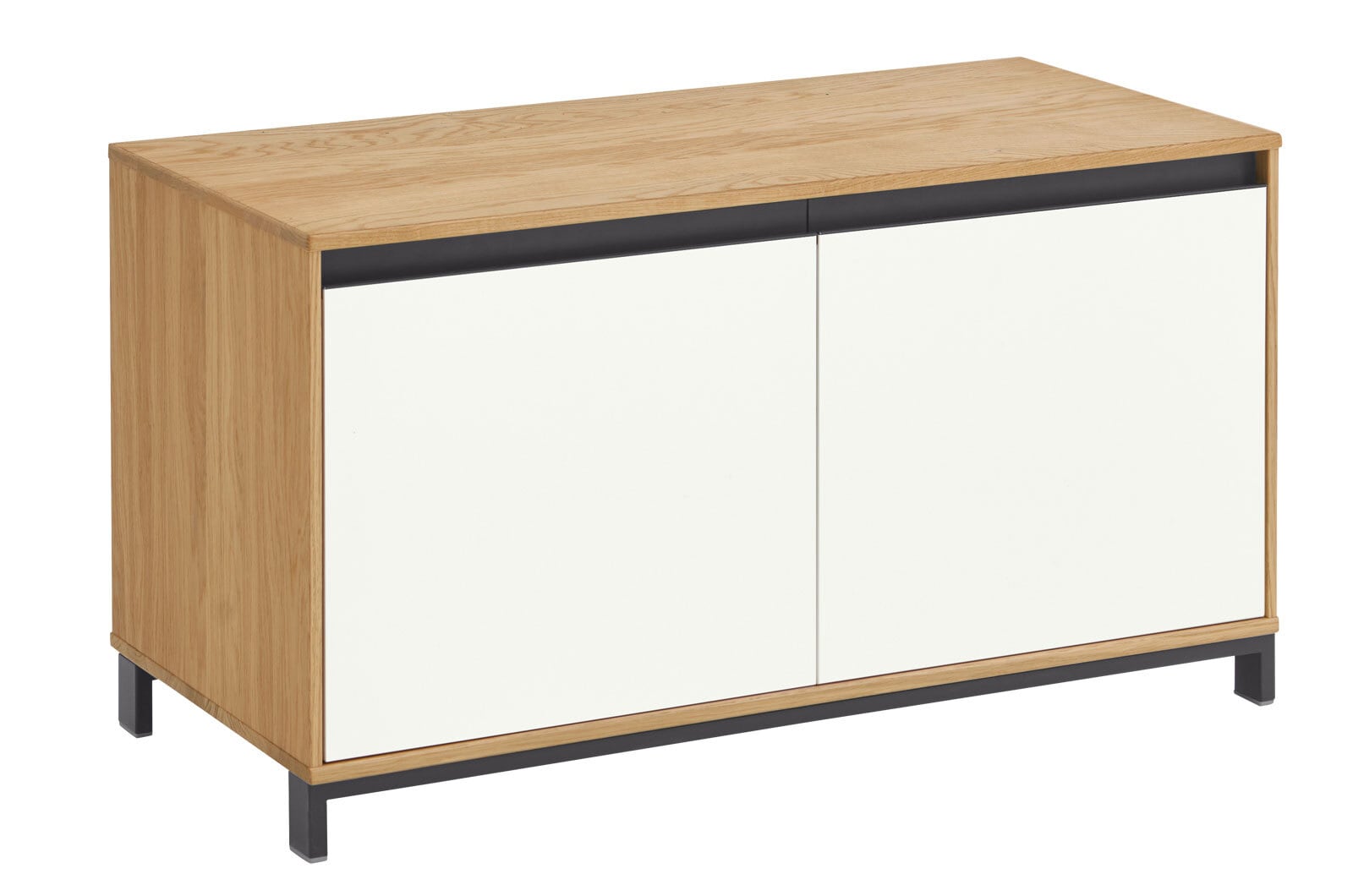 MONDO Garderobenbank CASTINO 86 x 47 cm Eiche Bianco/ Lack weiß