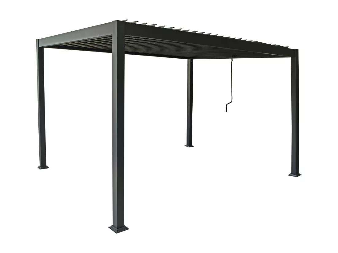 Pergola bioclimatique autoportante en aluminium avec lames orientables - 12 m² - anthracite - AMALFI