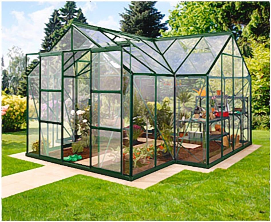 Alu-Gewächshaus Sirius ESG Grün Wintergarten 13 m² Orangerie inkl. Fundament