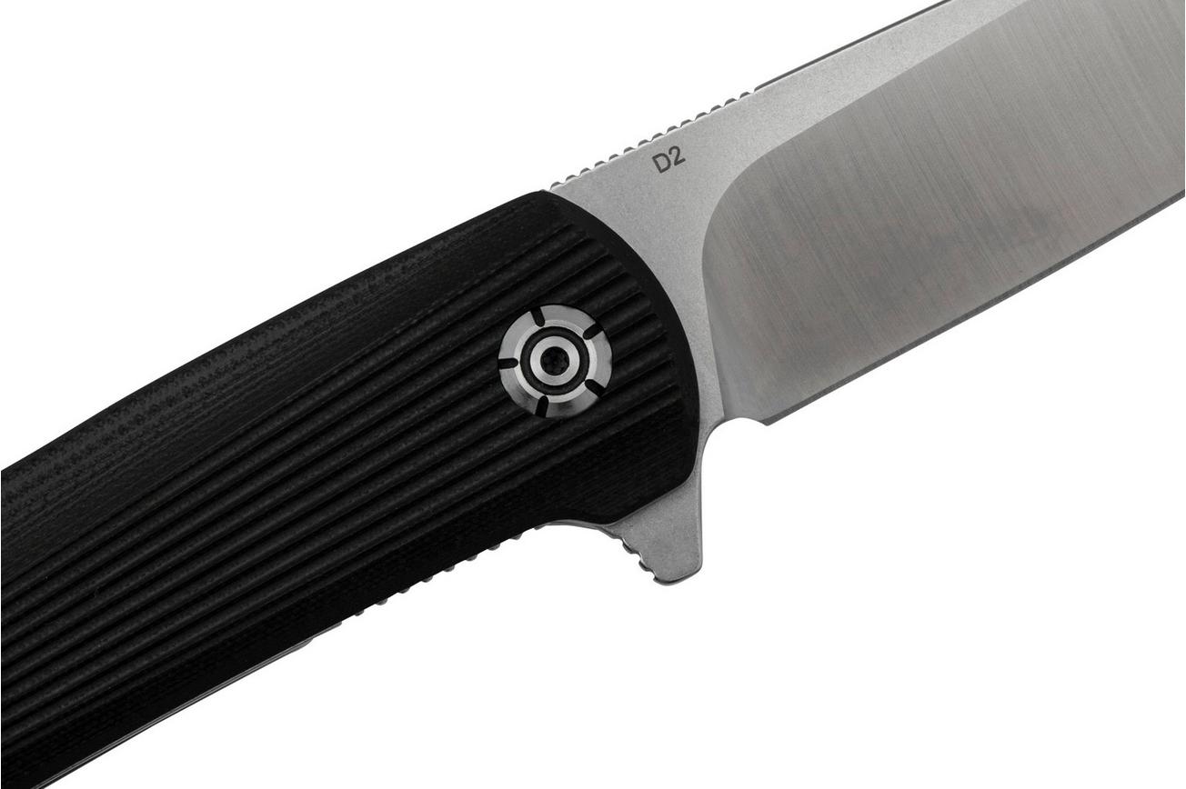 QSP Knife Phoenix QS108-C1, Satin D2, Black G10, zakmes