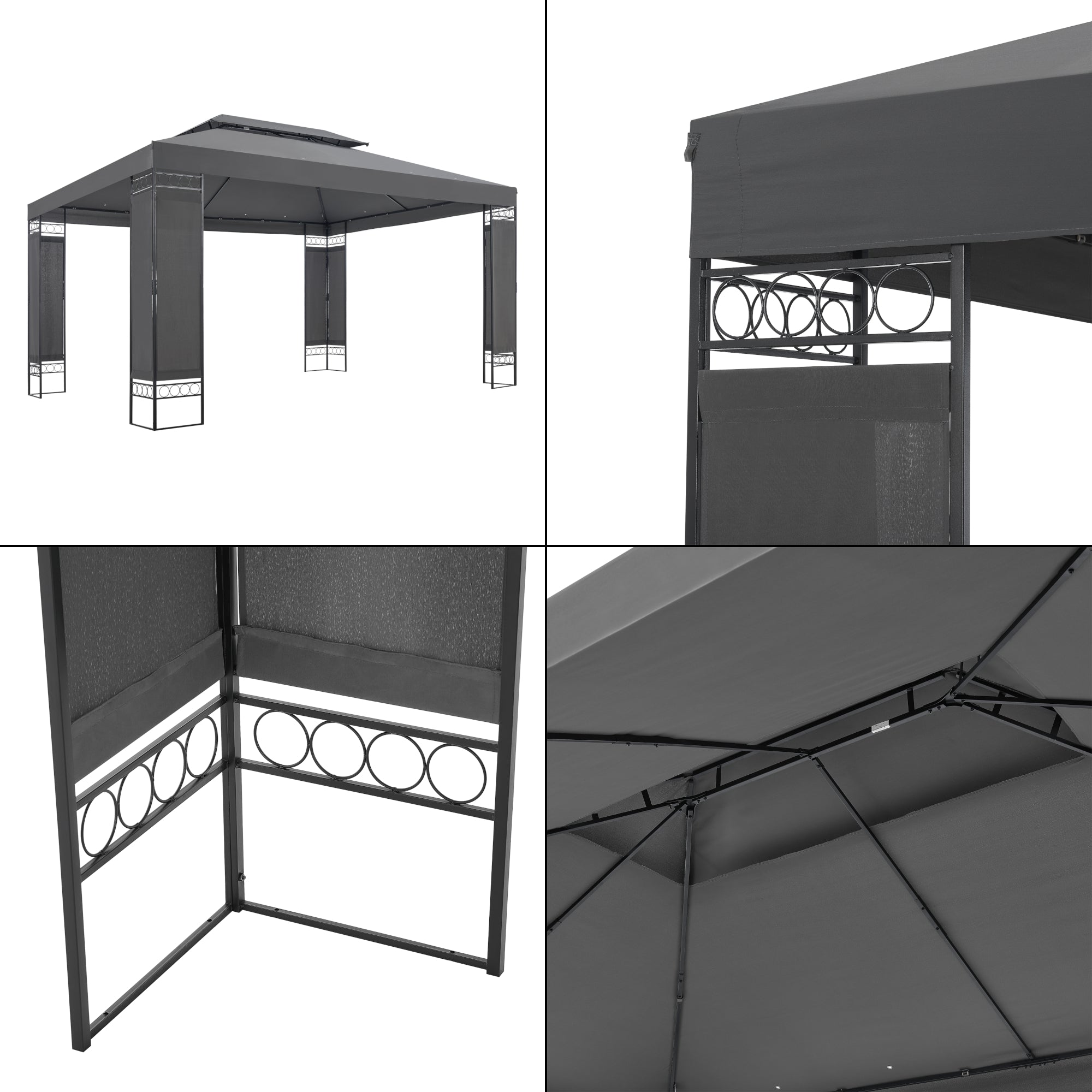 Tonnelle de jardin lanciano avec structure en acier 400 x 300 x 265 cm gris foncé