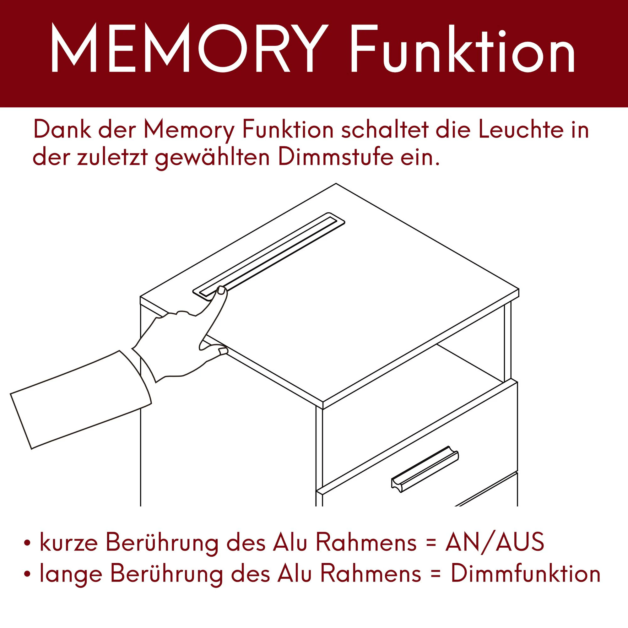 kalb | Mila - Nachtkonsole Nachttisch mit integriertem LED Licht, dimmbar Farbe: Weiß