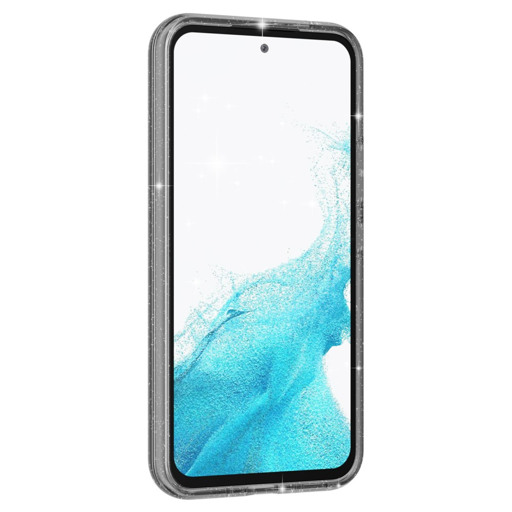 Samsung Galaxy A54 5G Hybrid Hardcase Schutzhülle im Glitzer Design - Schwarz / Transparent
