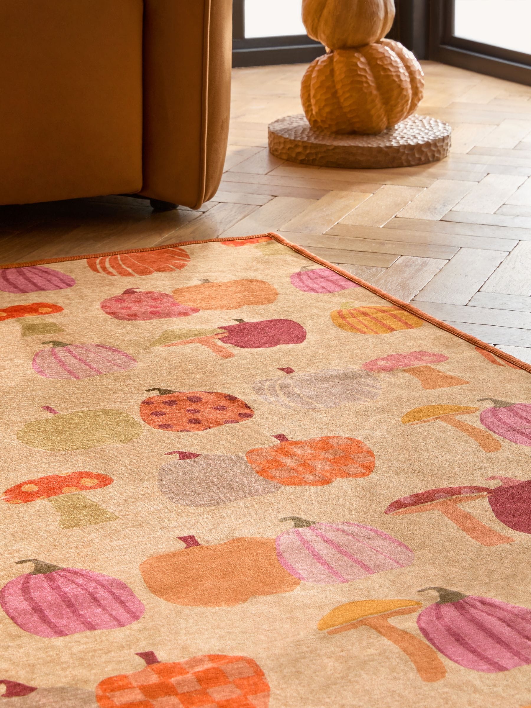 Washable Pumpkin Halloween Rug