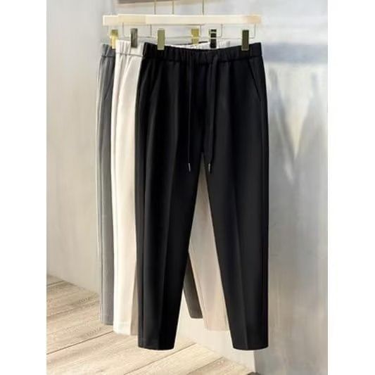 Lingaris - Effen cropped rechte broek met trekkoord in de taille