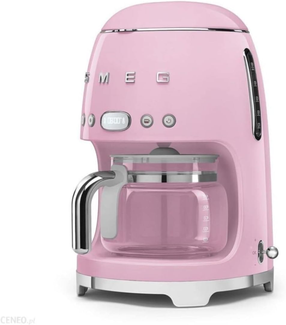 Smeg, Machine à Café Filtre DCF02PBEU, Fonction Arôme et Autostart, Carafe en Verre Jusqu'à 12 Tasses, 2 Niveaux d'Intensité, Mode Maintien au Chaud, 1050 W, Bleu Clair Pastel