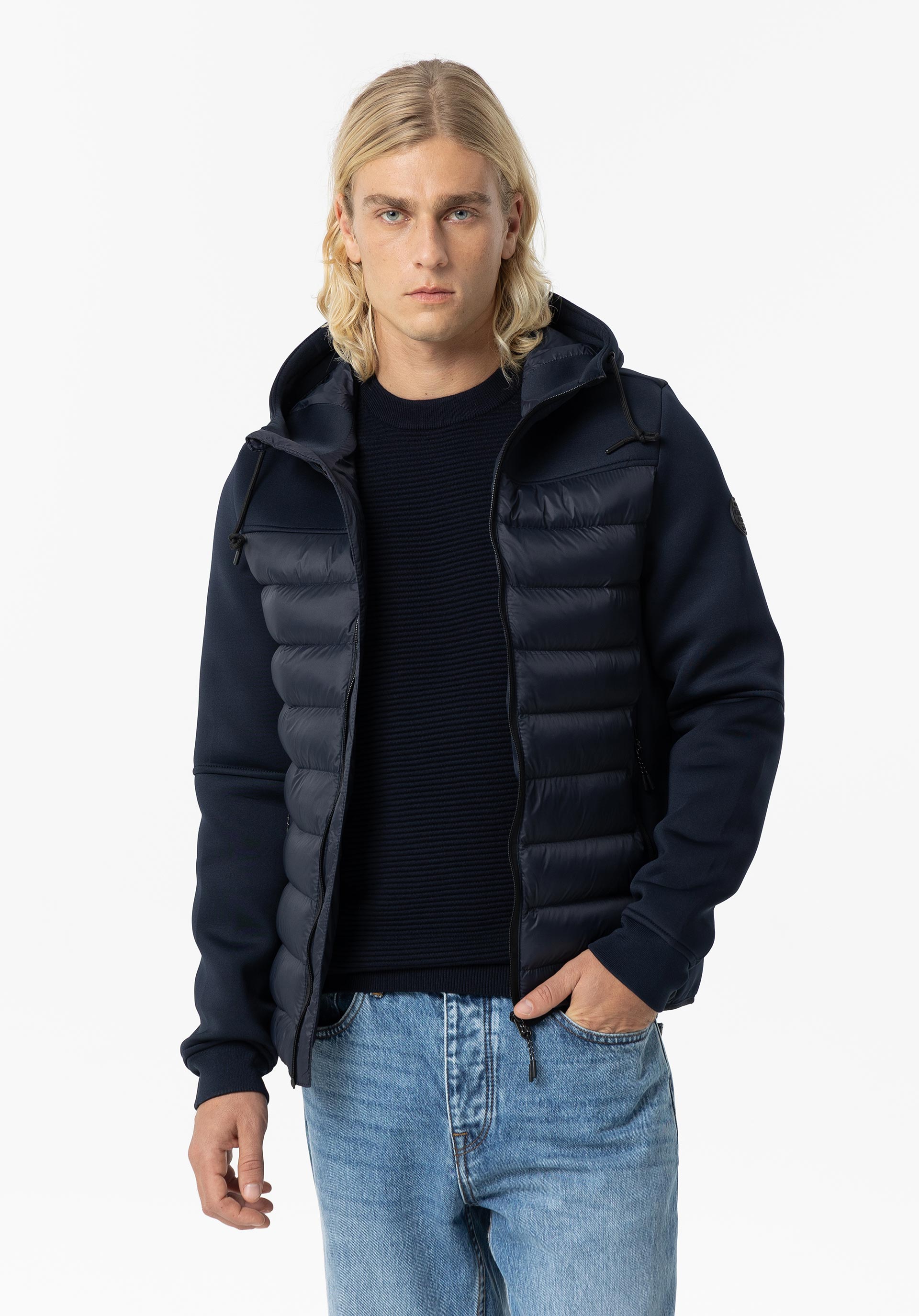Casaco Acolchoado Combinado com Capuz