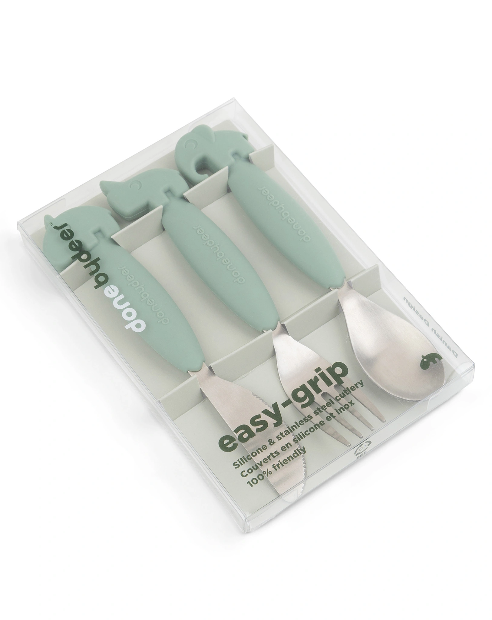 Besteckset EASY-GRIP - DEER FRIENDS 3-teilig in grün