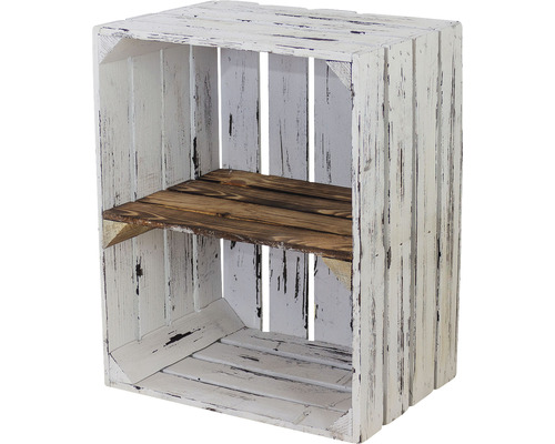 Shabby chic wit/gevlamd plankenkast 50x40x30 cm
