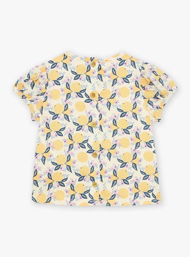 Blouse vanille en satin à fruits