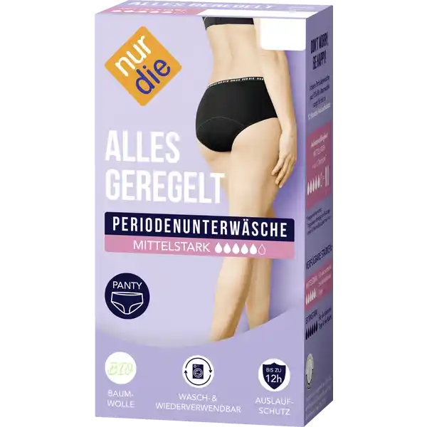 Periodenunterwäsche Panty mittelstark schwarz Gr. S 36-38