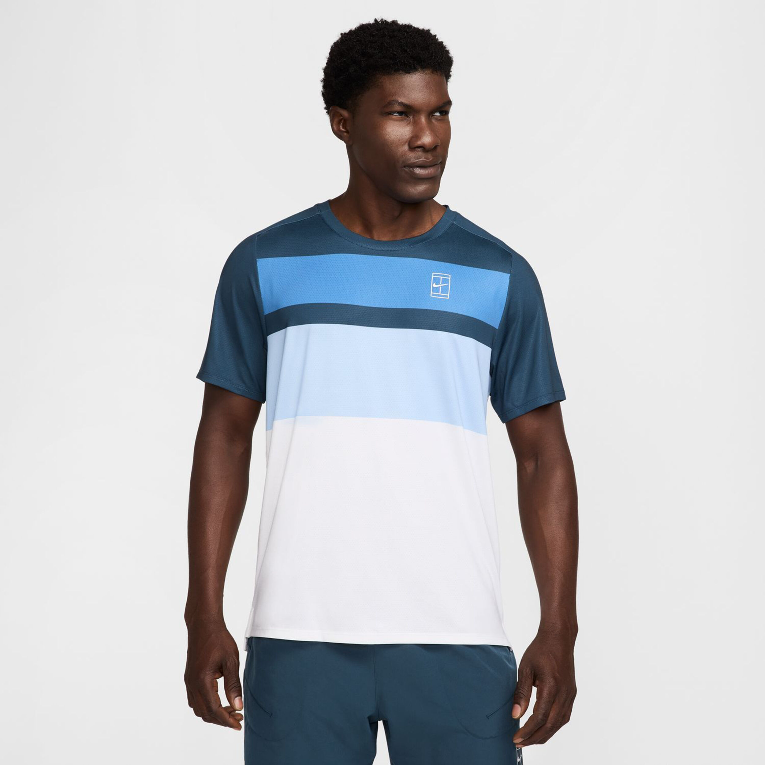 Nike Court Dri-Fit Advantage T-shirt Hommes - Bleu Foncé , Blanc