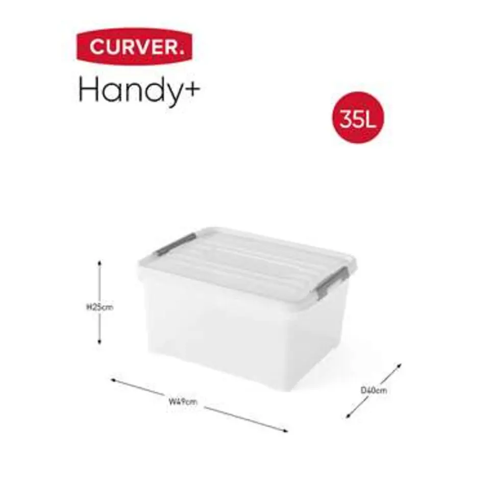 Curver Handy  Opbergbox - 35L - 3 stuks - Transparant met deksel