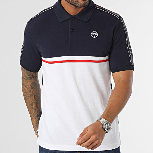Polo Manches Courtes A Bandes 40292 Midday Bleu Marine Blanc
