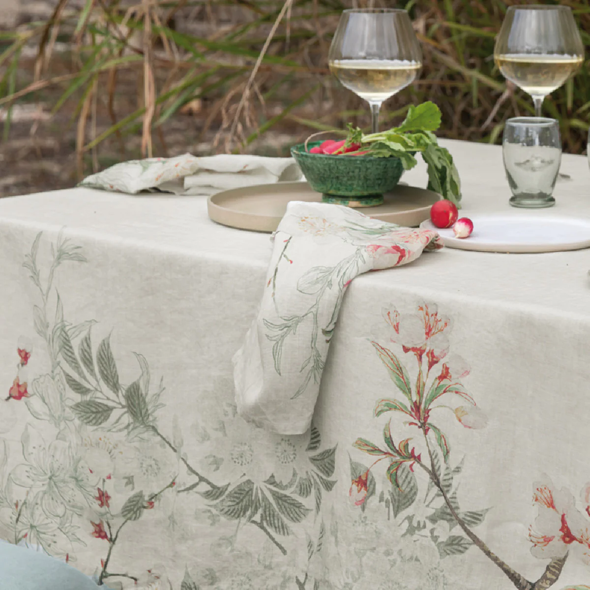 Nappe pur lin multicolore 155x225 Garnier Thiebaut