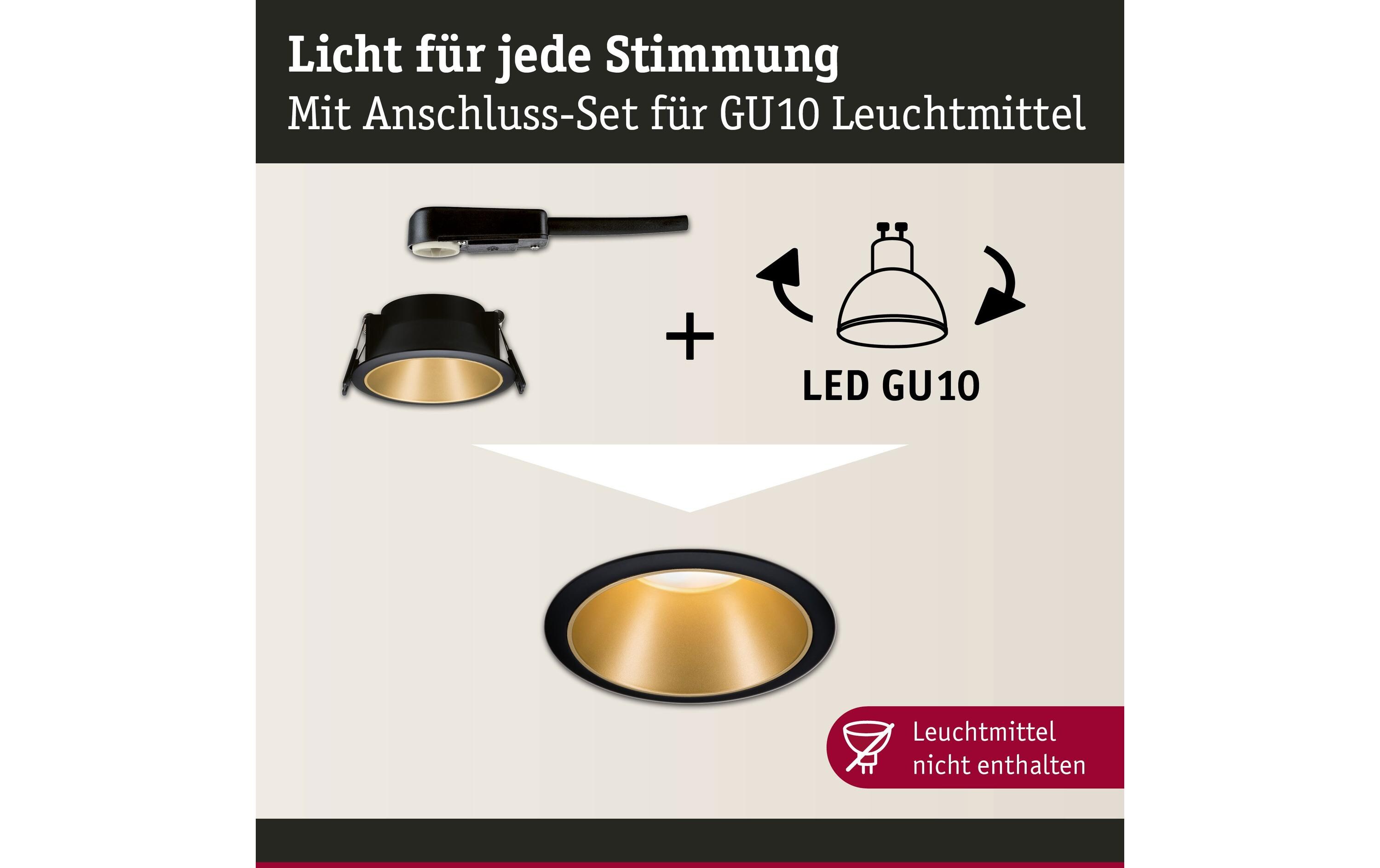 Einbauspot Cole, 1 x GU10, 10 W, Schwarz/ GoldSpotleuchte