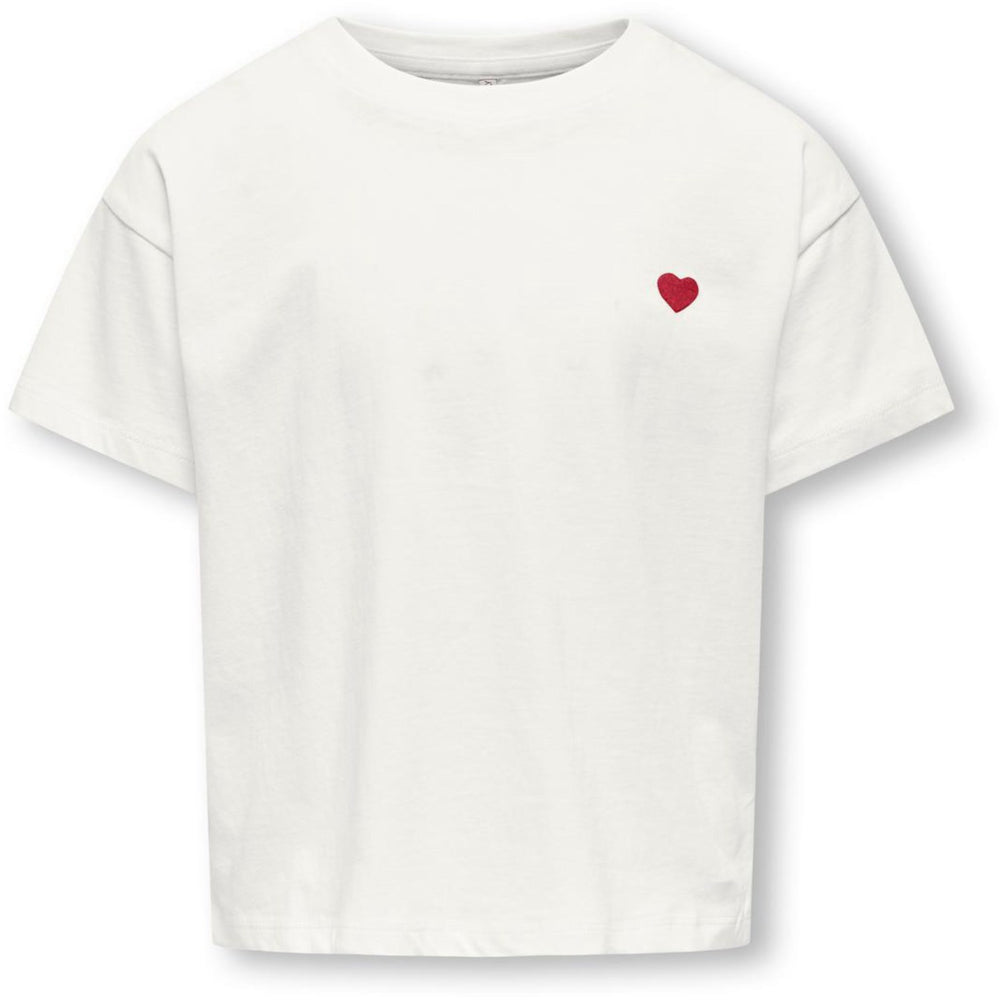 Køb kids ONLY Cloud Dancer Heart Emb./Equestian Red Kogmaiken Life Cropheart Ss Top Jrs Noos