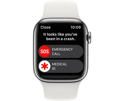Apple Watch Series 8 GPS   Cellular 41mm Silver Stainless Steel Case with White Sport Band - Regular