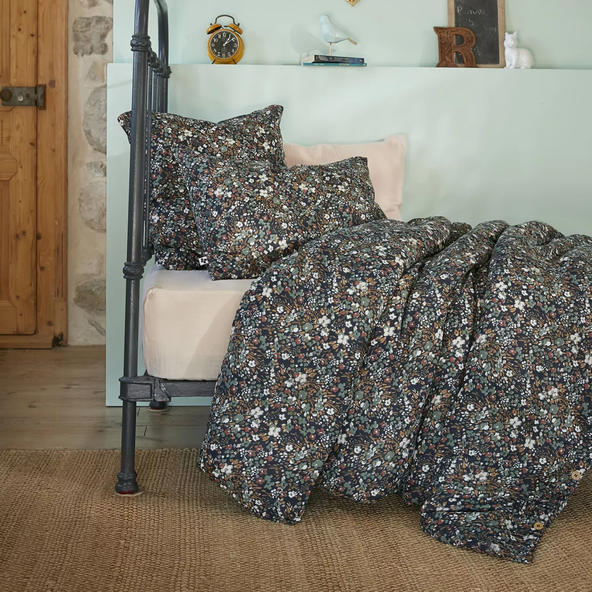 Housse de couette gaze de coton (140 x 200 cm) Constance Bleu nuit