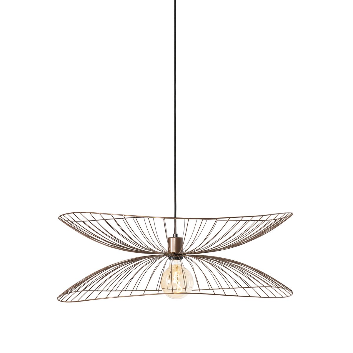 Design hanglamp donkerbrons met dubbele kap - Pua