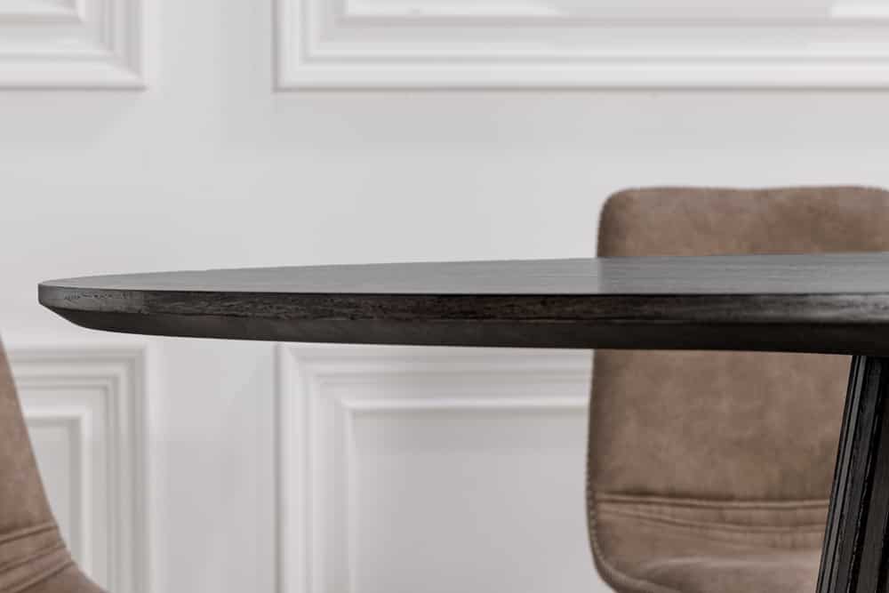 Runder Esstisch VALHALLA WOOD 140cm schwarz Eichenholz Säulenfuß
