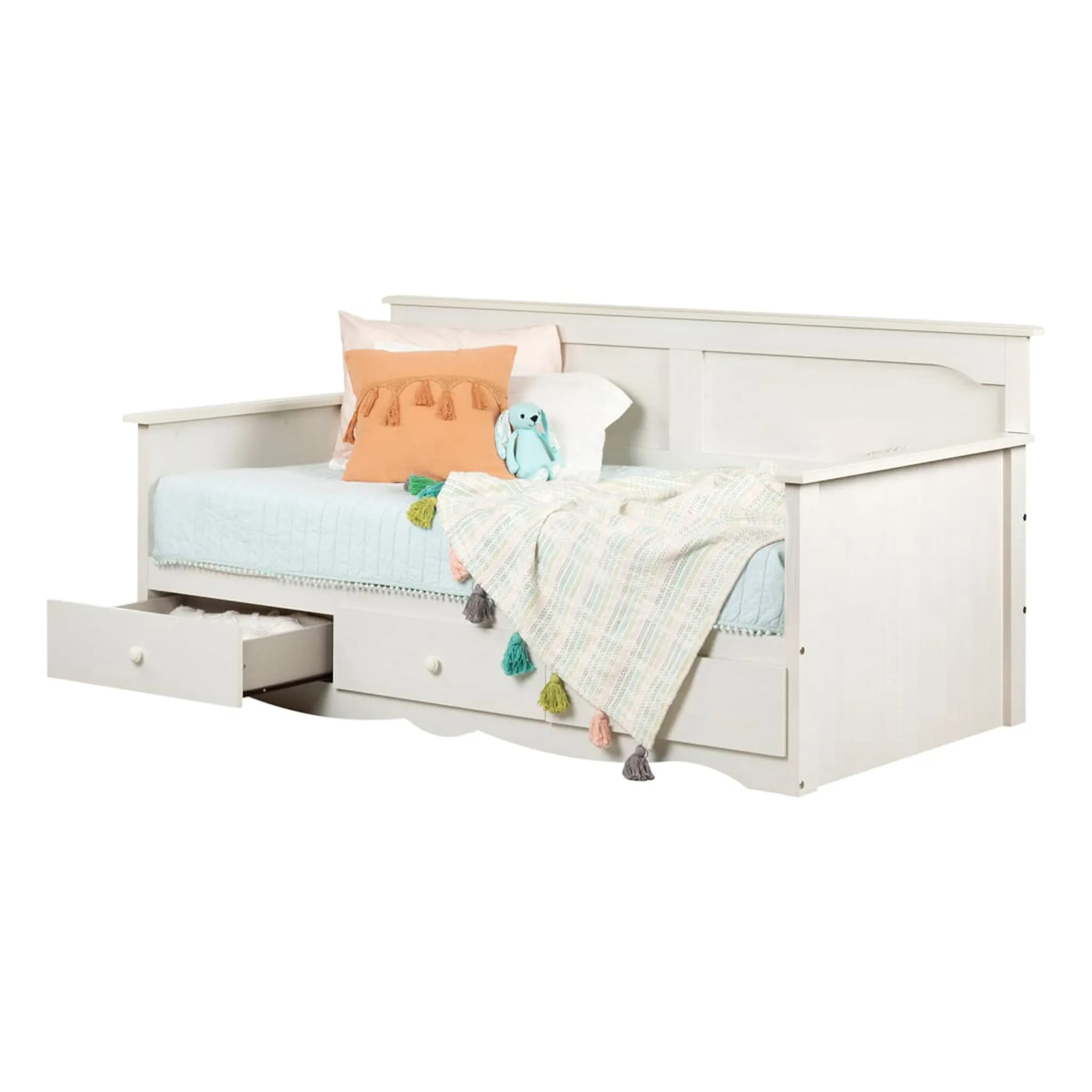 South Shore Lit Divan avec Rangement - Summer Breeze Blanc Antique