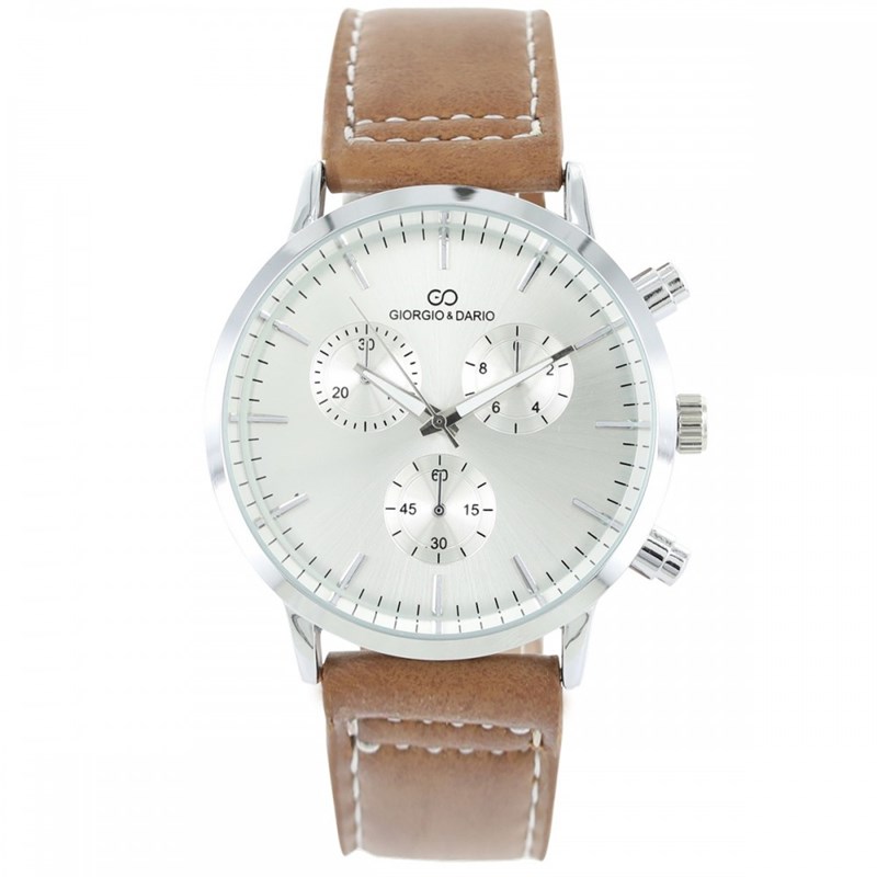 Coffret montre Homme GIORGIO bracelet Cuir Marron