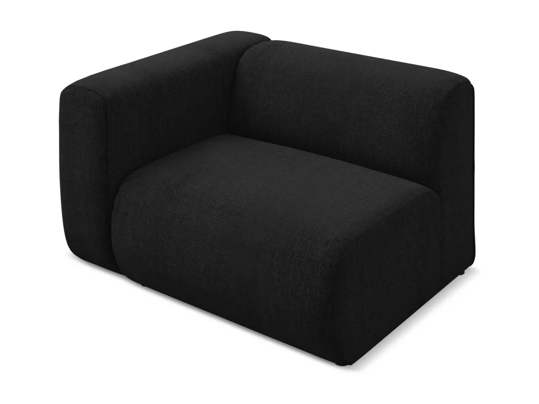 Module avec accoudoirs gauche en tissu chenille - noir - EKAHI