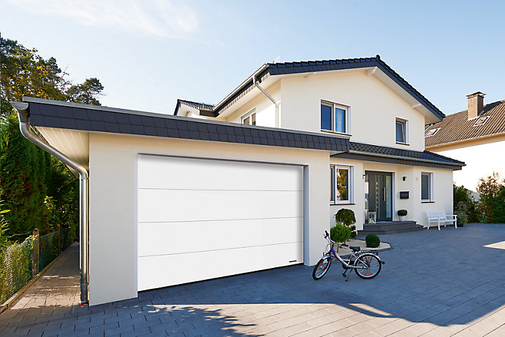 Porte de garage sectionnelle acier Hormann Planar blanc RAL 9016 Matt Deluxe - l.300 x h.200 cm - motorisée