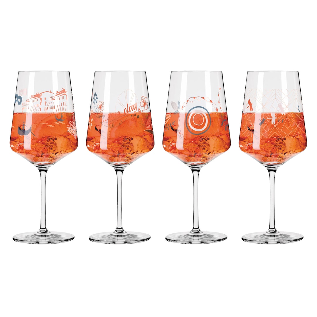 RITZENHOFF Aperitifglas SOMMERRAUSCH 4er Set Illustatrionen Kristallglas