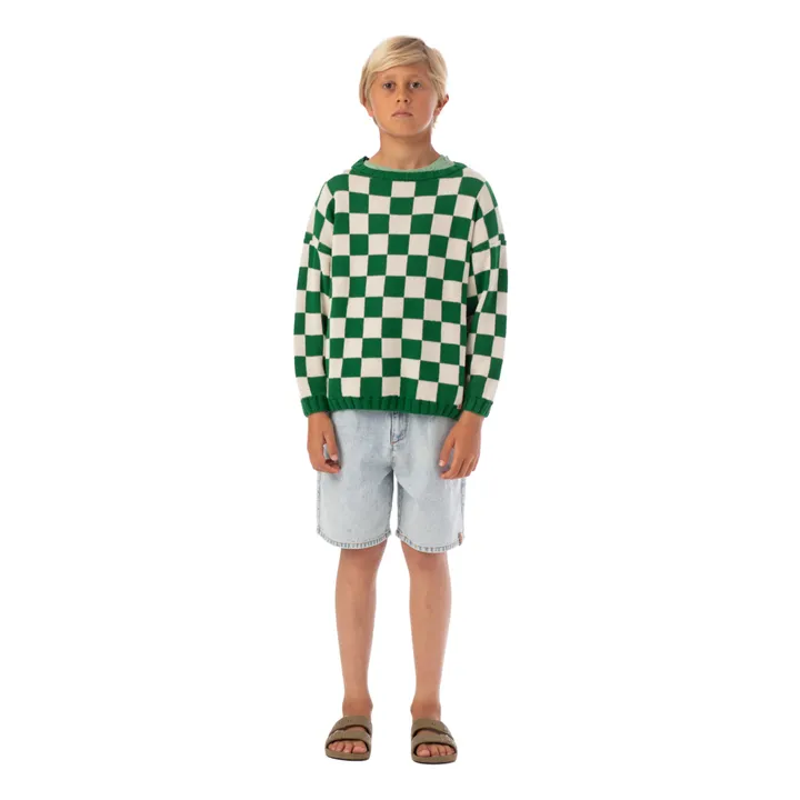 Piupiuchick Pull Carreau Coton Bio | Vert