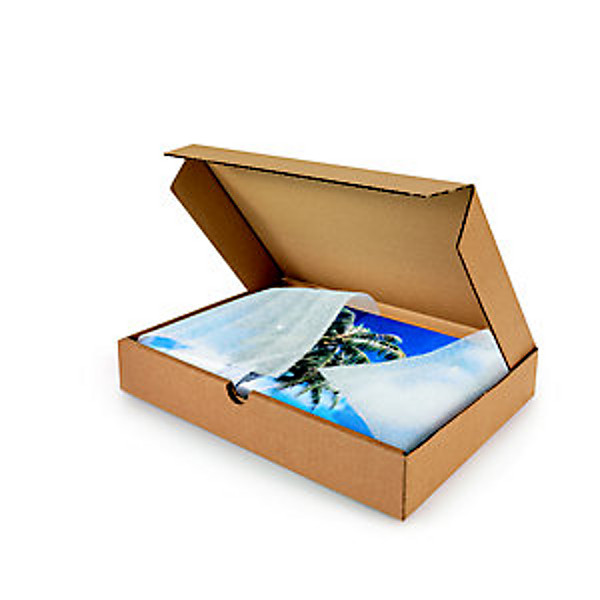Boîte postale plate en carton simple cannelure brun - Format A3 L. Int. 43 x l.31 x H.5 cm - Lot de 50