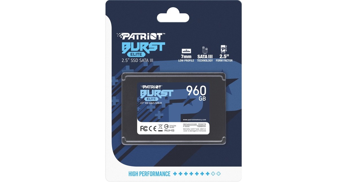 PatriotBurst Elite 960 GB SSD  (Zwart, PBE960GS25SSDR, SATA 6 Gb/s)
