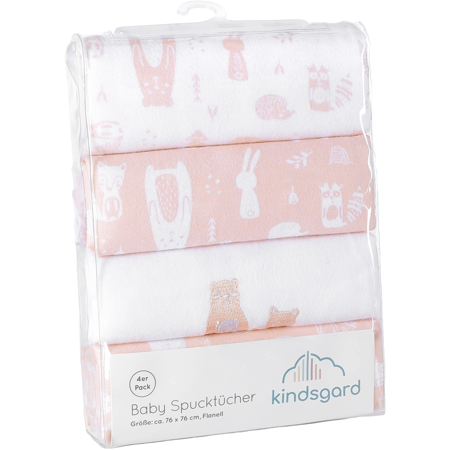 kindsgard Molton-Spucktücher handklad 4er-Pack rosa