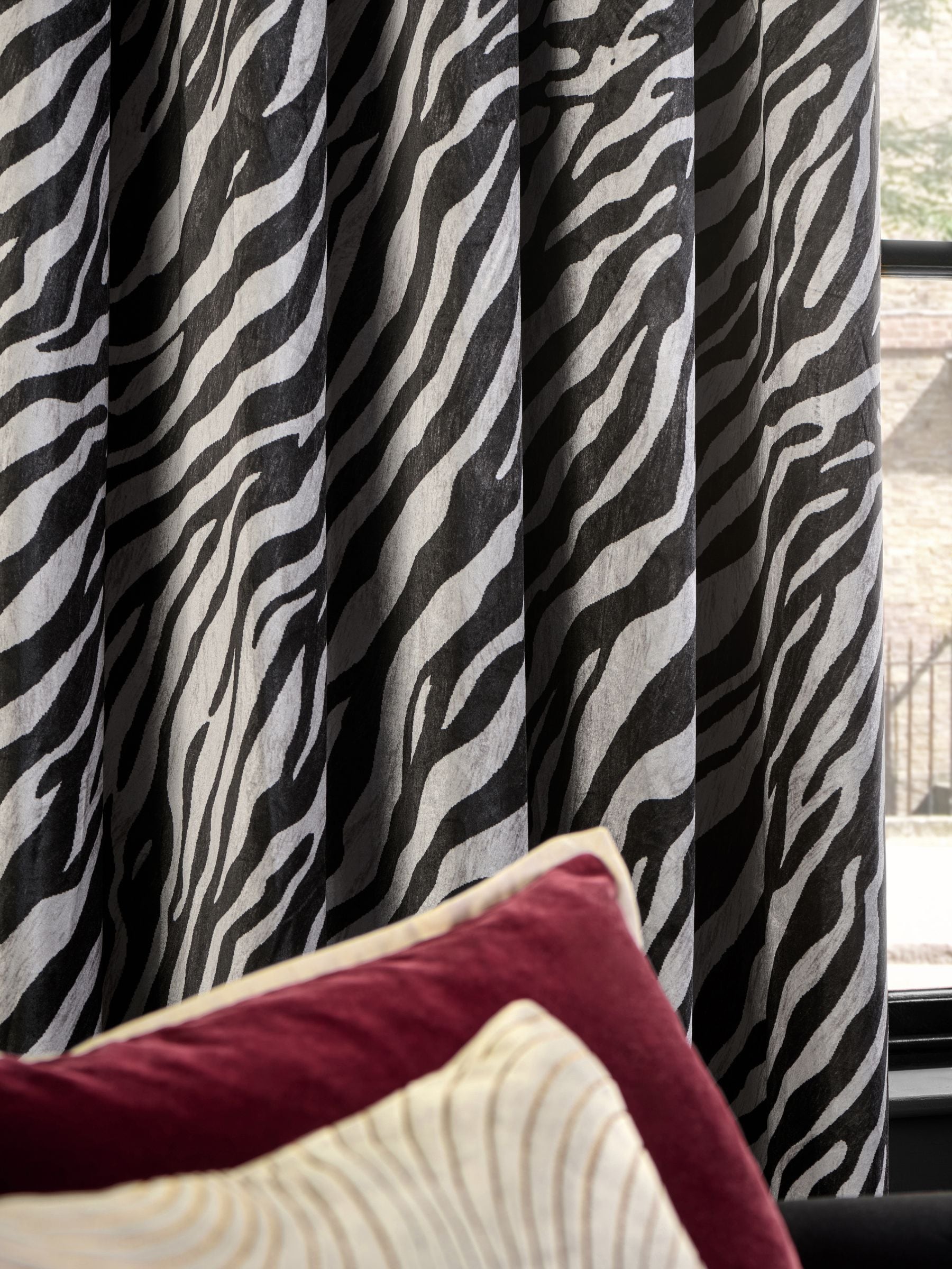 Velvet Zebra Print Eyelet Curtains