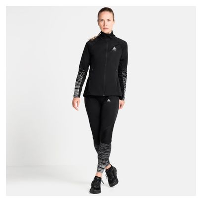 Collant Long Femme Odlo Zeroweight Warm Reflective Noir / Blanc