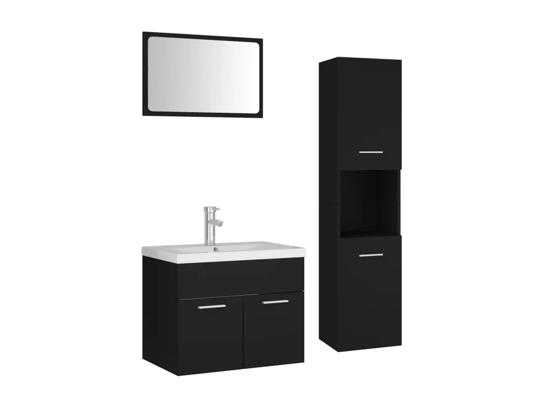 Ensemble de meubles de salle de bain Noir Aggloméré