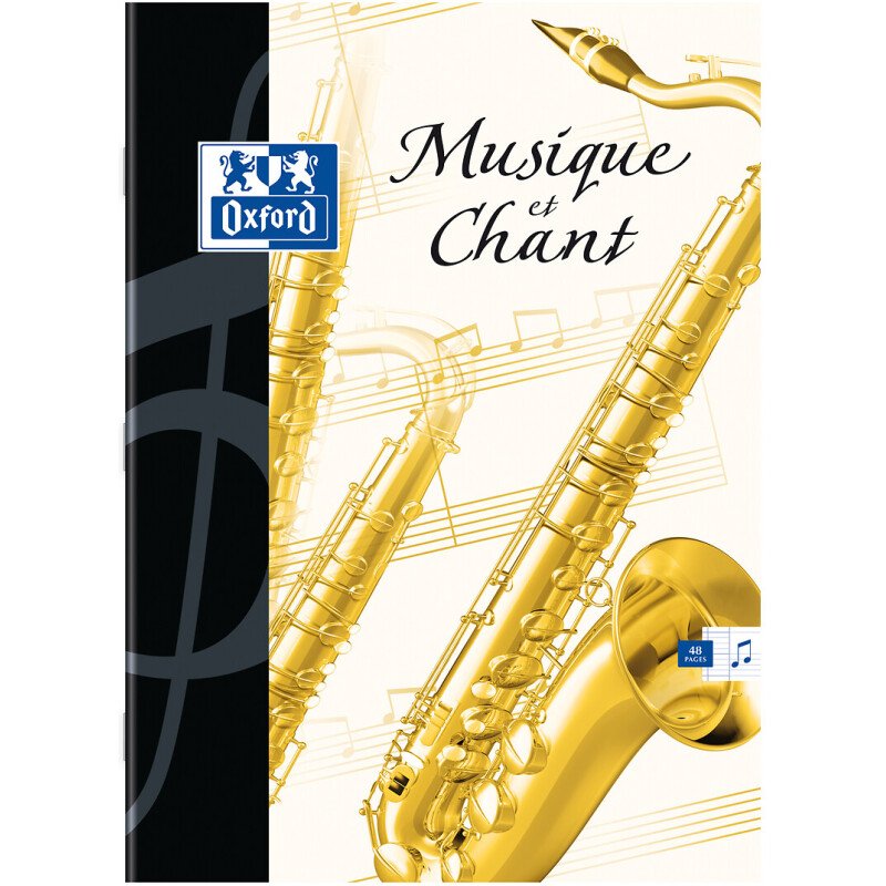 Cahier Oxford musique 17x22cm réglure grands carreaux & réglure musique 48 pages agrafées couverture carte colorée