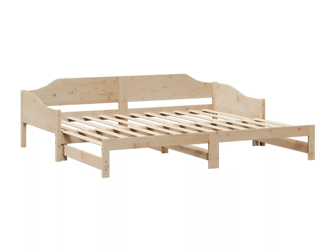 Lit de jour avec lit gigogne 90x190 cm bois de pin massif