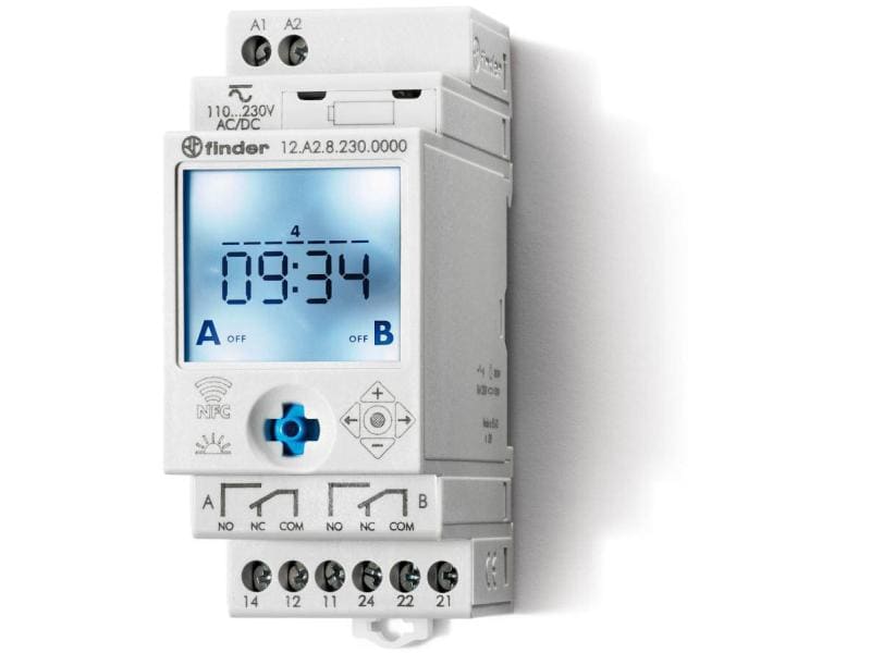 Finder Zeitschaltuhr Serie 12 2x 16A Astro Zeitschaltuhr für die DIN-Rail-Montage