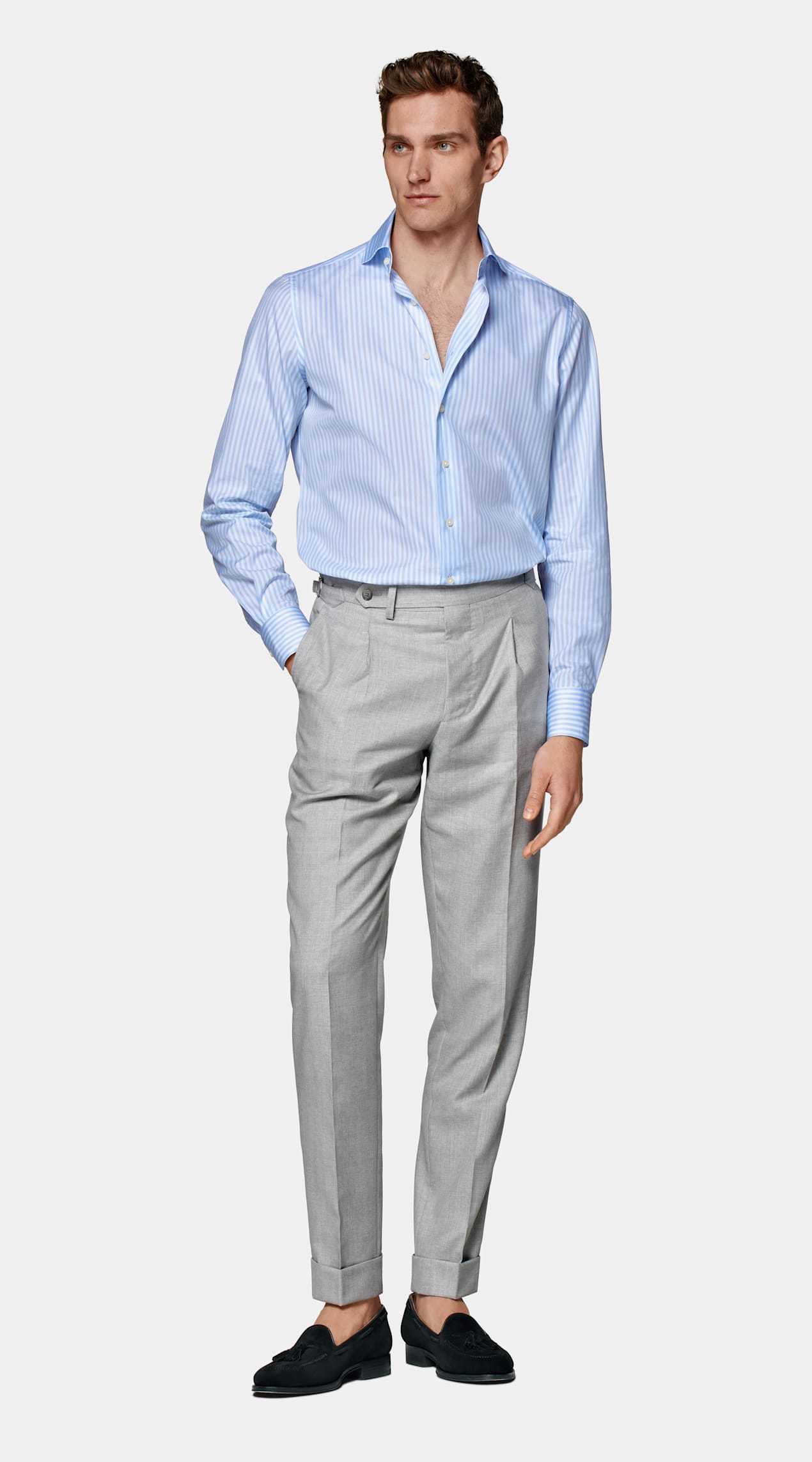 Chemise coupe ajustée en twill bleu clair