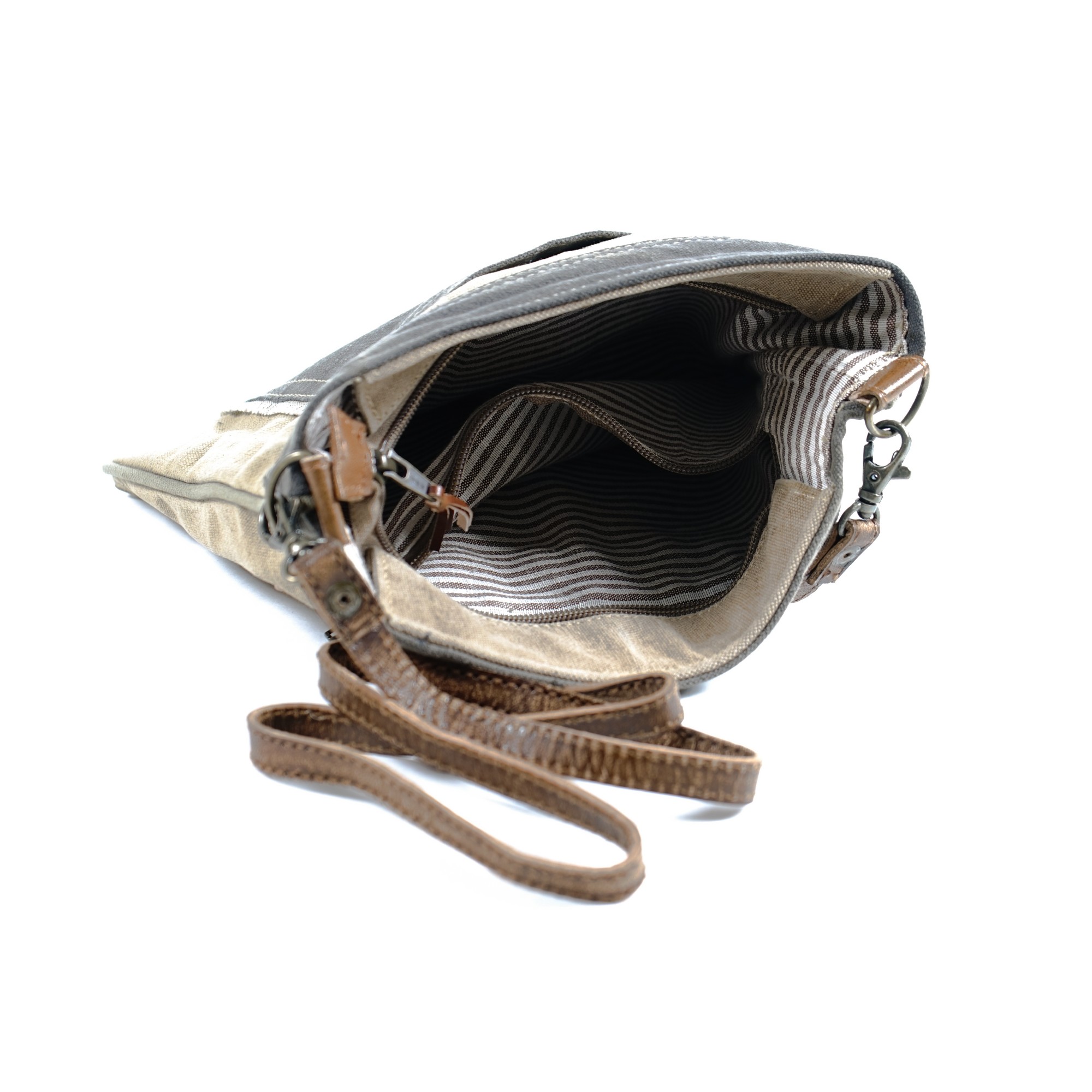 Umhängetasche 'Half and Full', beige, grau, B 23 cm, H 27 cm günstig bestellen