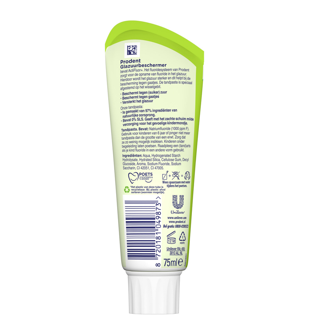 Prodent Tandpasta glazuur bescherming 5-12 jaar (75 ml)