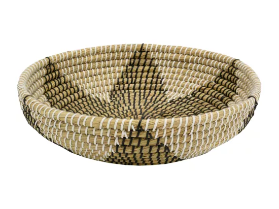Corbeille à fruits en jonc naturel et teinté