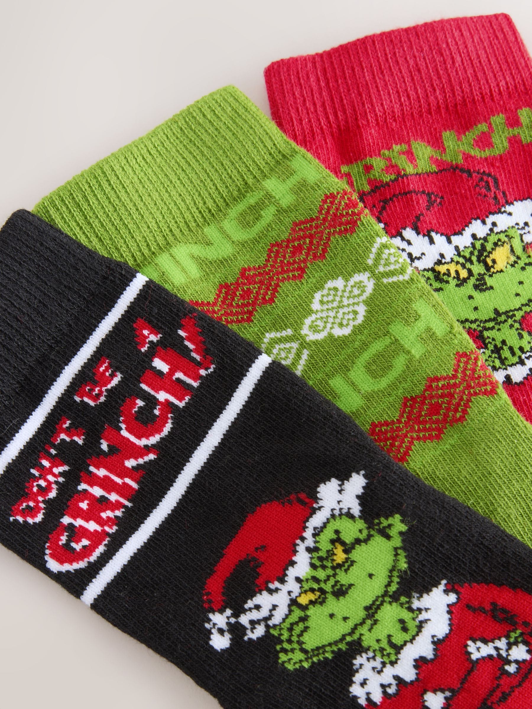 The Grinch - Christmas License Character Cotton Rich Socks 3 Pack