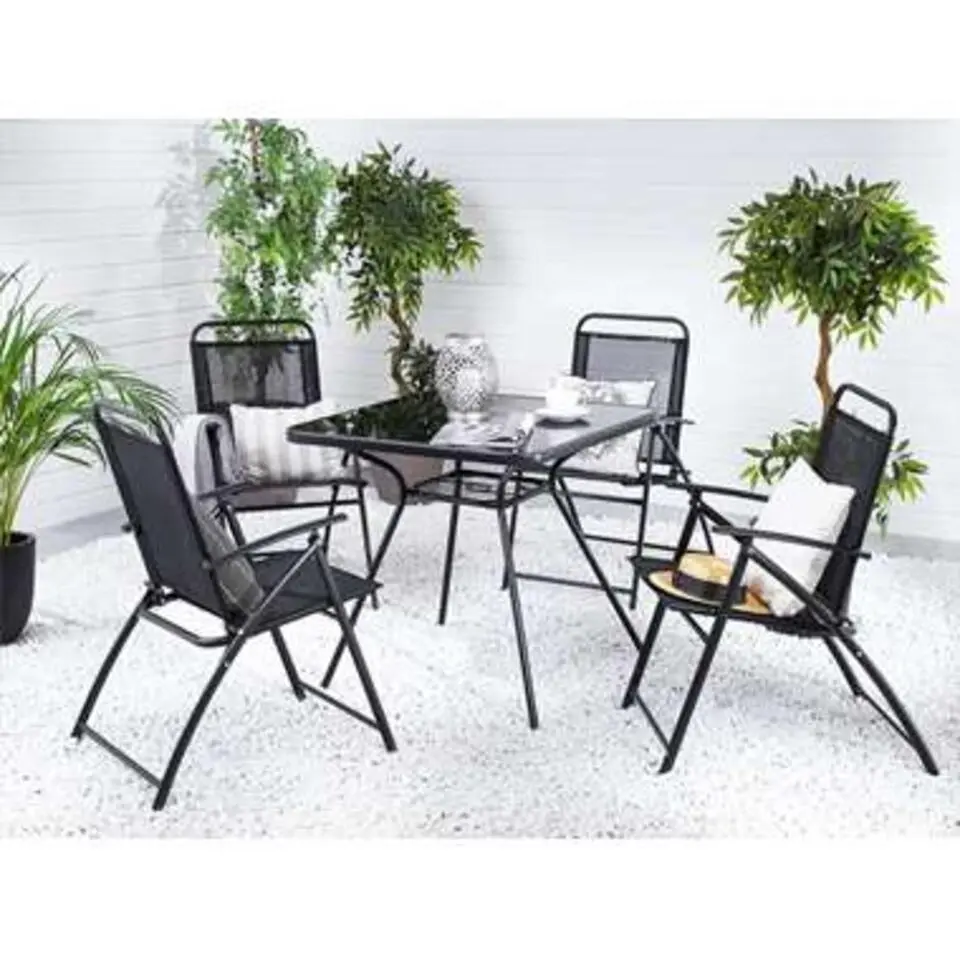 LIVO - Tuintafel - Zwart - 80 x 80 cm - Staal
